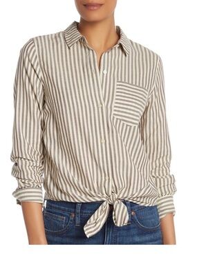 Madewell Striped Tie-Front Button-Up Shirt